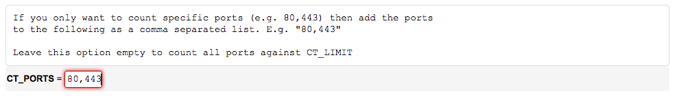 Limit connection tracking to specific ports